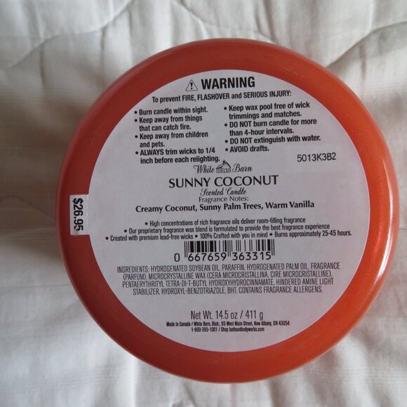 Bath & Body Works Three-Wick Candle - SUNNY COCONUT - NWT - Picture 3 of 5
